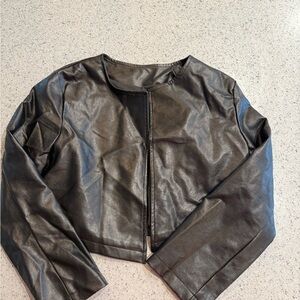 Black Faux Leather Women's Jacket